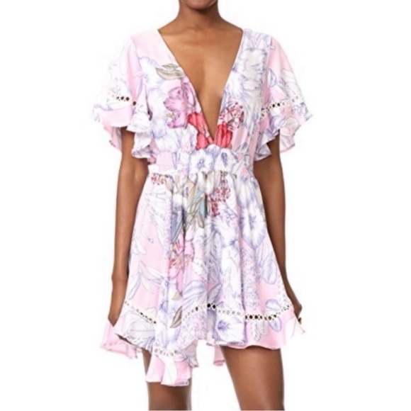 MINKPINK Dresses & Skirts - MINKPINK Floral Dress with Ruffle Sleeves